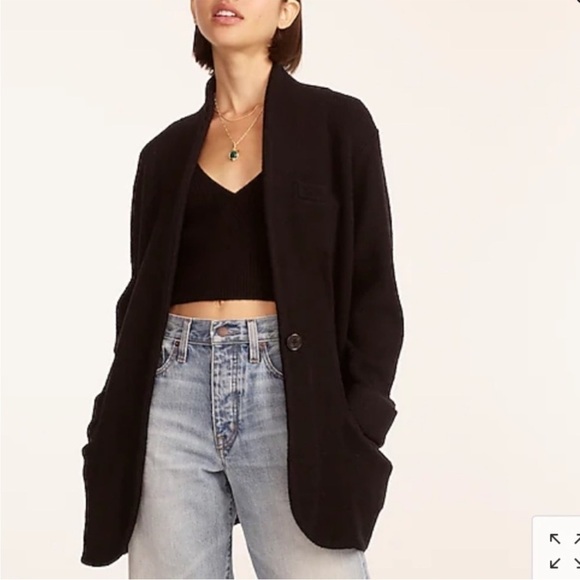 NWT J Crew Cocoon Alpaca Blend Black Longline Minimalist sweater-blazer BA551 - Picture 1 of 14